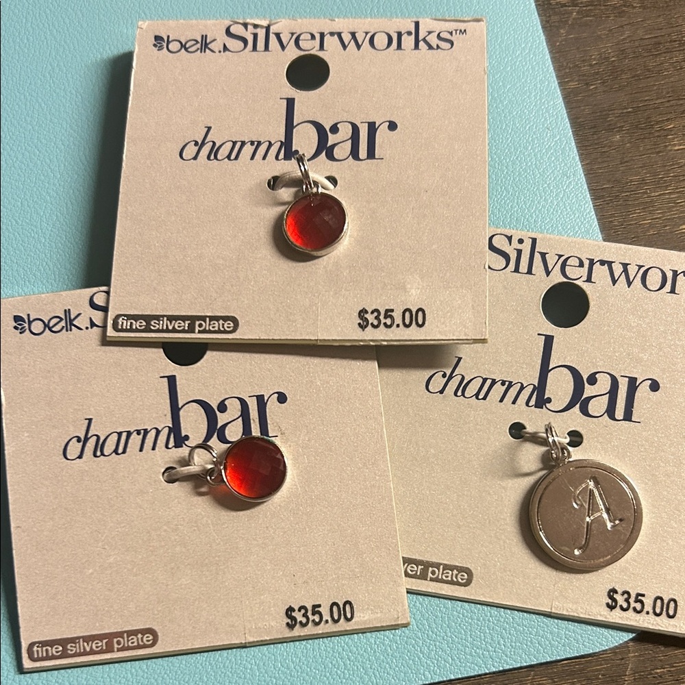 Red Charm Pendants &‎ A initial Charm fine silver plated